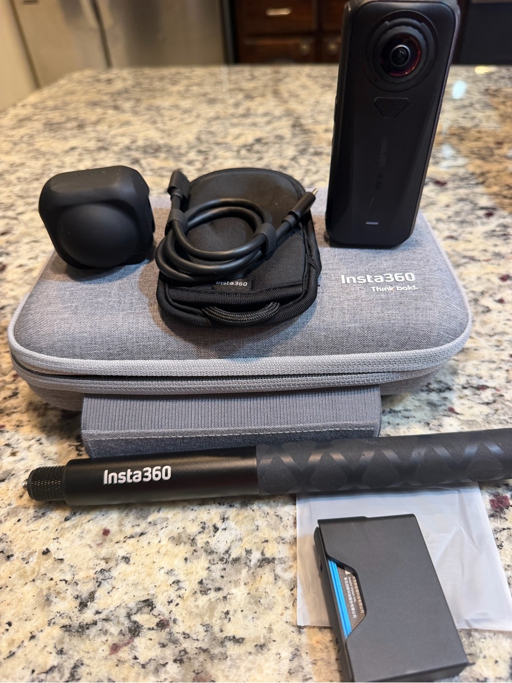 Black 360° Action Camera with Accessories